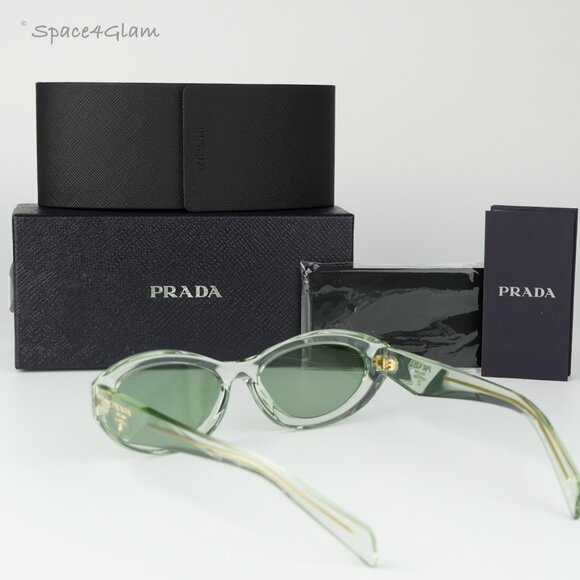 BRAND NEW Prada PR26ZS 14R20E Transparent Mint Green Oval Women Sunglasses - Picture 5 of 13